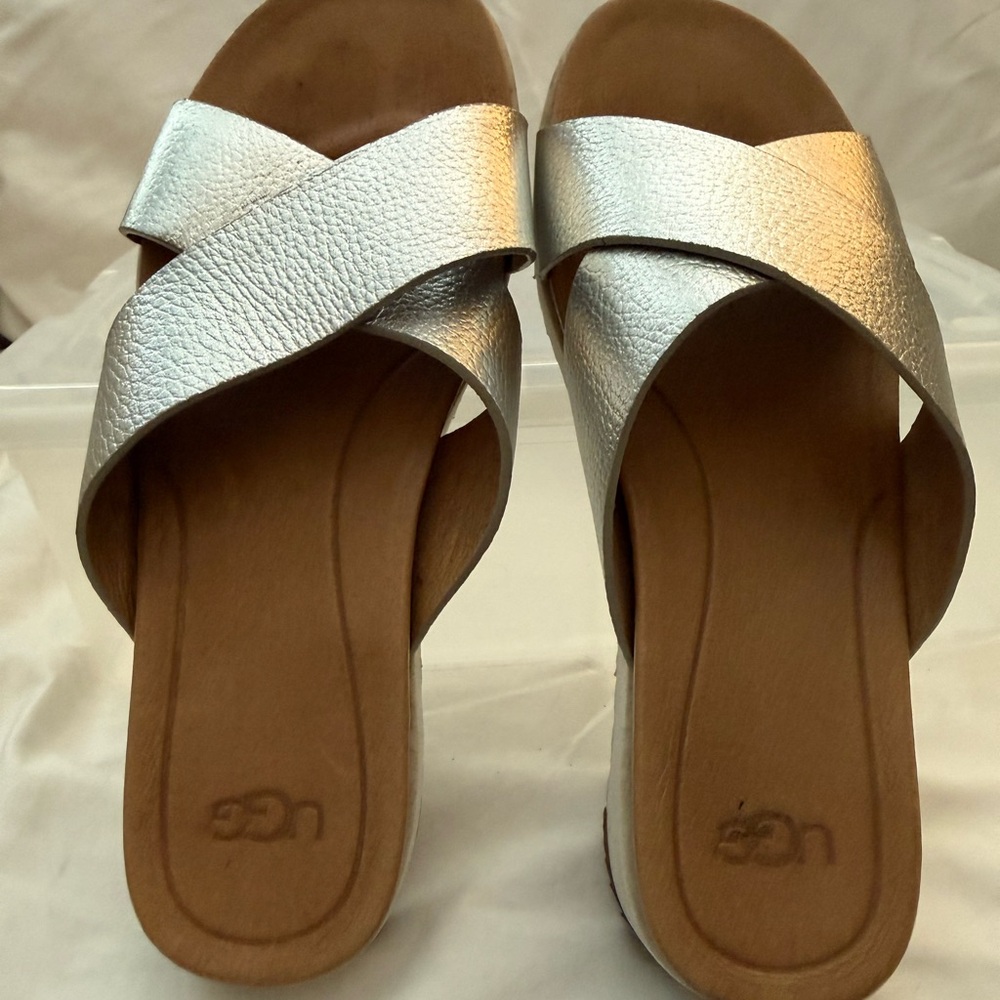 UGG Kari Metallic Silver Sandals